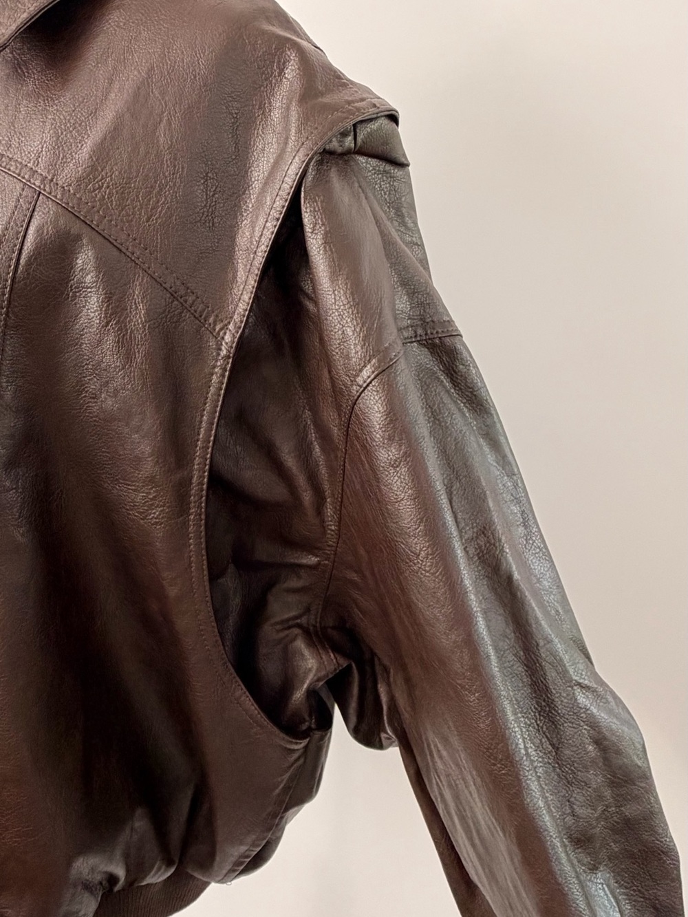 Vegan Leather Bomber Zip-Front Jacket - Picture 5 of 8